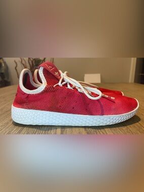 adidas Red Knit Sneaker with White Laces, By Pharrell Williams, Size 6